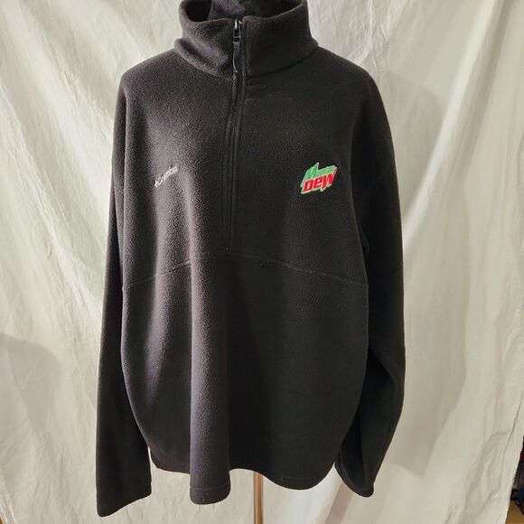 Columbia Mountain Dew 1/2 Zip Fleece Jacket Black XL Pullover Mens Womens Coat - Picture 1 of 11